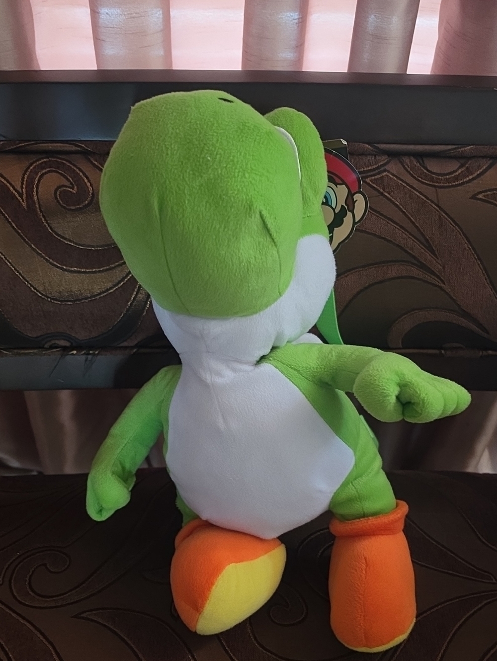 Green Plush Character Kids Backpack with Orange Feet